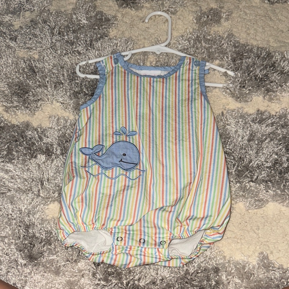 Striped Whale Print Kids Bodysuit